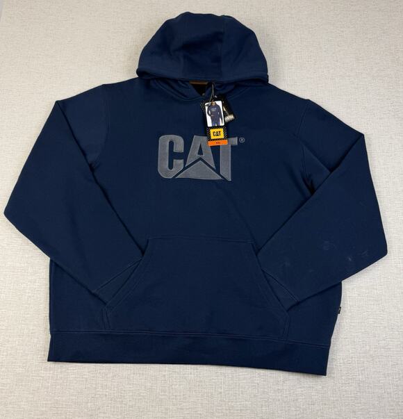 CAT Other - CAT Caterpillar Hoodie Men’s XXL Navy Blue Embroidered Logo Pullover NWT